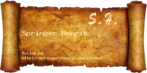 Springer Henrik névjegykártya
